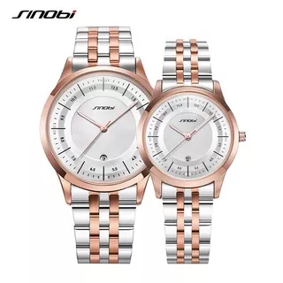 SINOBI 9842 Jam Tangan Wanita Pria Couple Analog Luminous Pointer Stainless Steel Korean Design CURRENOS