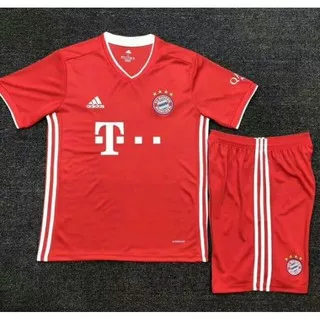 Stelan Setelan Jersey Kaos Baju Bola 1 Satu Stel Set Bayern Munchen Munich Home Merah New 2020 2021