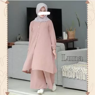 Setelan Muslim Anak Perempuan Umur 10 11 12 13 14 15 Tahun Setelan Remaja Luna Kids 2in1 Set Tunik Dan Celana Bahan ManggoCrepe Setelan Tangung Anak Perempuan Pakaian Muslim Anak Perempuan Baju Muslim Murah Kekinian