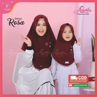 Jilbab Couple Ibu dan Anak Usia 3-6 Tahun Bergo Rosa Mom and Kids By Azamka Hijab Bahan Jersey High Twist
