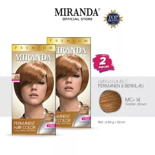 Miranda Hair Color Premium (Cat Rambut Permanen) MC14 Golden Brown 60ml (Paket 2 Pcs)