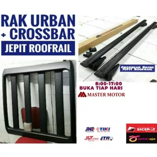 Rak Urban Plastik + Crossbar Rhino Jepit Body / Roofrail 1 set - Paket 2in1 Roofrack Rack Mobil