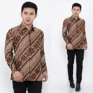 Kemeja batik motif seno jarum coklat