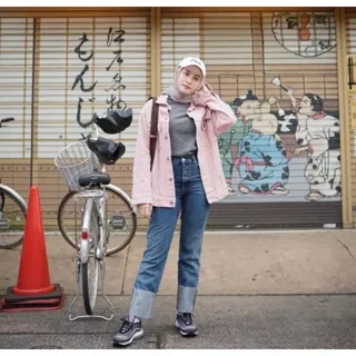 JAKET JEANS JAKET LEVIS OVERSIZE WANITA WARNA PINK JUMBO MURAH