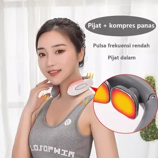 Pemijat tulang belakang leher kompres panas pulsa isi ulang yang cerdas / Multifunctional three-massage head, shoulder and neck massager