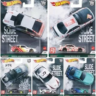 Diecast Hot Wheels SLIDE STREET Toyota AE86 Sprinter Trueno Nissan Silvia S14 20 GR Supra Pandem Subaru BRZ Formula Drift Ford Mustang RTR Spec 5 HW Hotwheels Mobil Mainan Anak Car Culture Premium