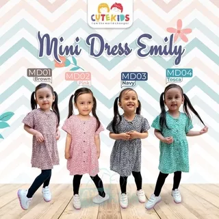 Mini Dress Emily Daily Outfit 6 - 7 tahun Cute Kids Lucu