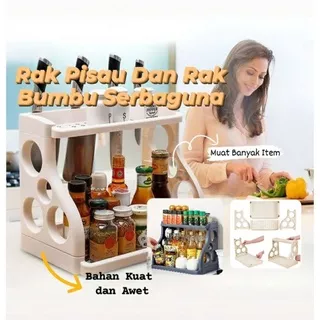 RAK PISAU BUMBU 2TINGKAT/ Rak Bumbu / Tempat Bumbu Rak Pisau Storage Rack Rak Dapur Rak Bumbu Dapur