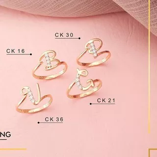 PROMO 11.11 (pia-655) CINCIN MOTIF HURUF BAHAN EMAS ASLI KADAR 700 & 375 CINCIN WANITA LUCU ALPHABET