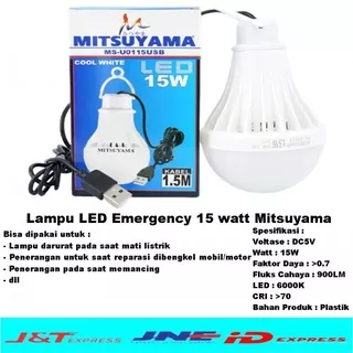 Lampu LED Emergency 15 watt Mitsuyama / Lampu Bohlam LED Kabel USB 1,5m