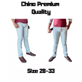 Celana Chino Panjang Pria | Celana Chinos Original Warna Cream Size 38-33