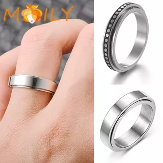 MOILY 6MM Joint Ring Party Titanium Steel Ring New 4MM Finger Fashion Men Jewelry Woman Rotatable