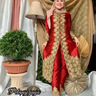Set Abaya Celana Sarita Taveta Bordir by PJ