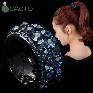 CACTU Women Girls Ponytail Holder Ring Diamond Hair Holder Buckle Crystal Hair Bun Maker Hairpin Hair Styling Accessories Elegant Headwear Mini Claw Hair Clip