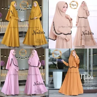 NADIRA syari set gamis dress maxi longdress busui khimar polos kanza