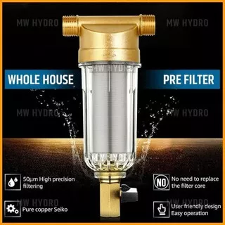 Whole House Water Pre Filter with Backwash, Brass 3/4 Male Thread