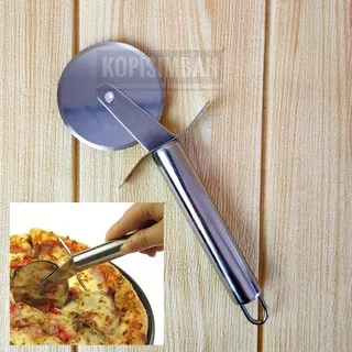 Roller Wheel Pisau Pemotong Pizza Stainless Steel Knife Cutter Adonan