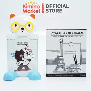 Bingkai Foto Frame Photo 4R Kaca Cute Bear Hello Kitty