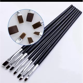 Kuas uv gel brush kuas gepeng set isi 7pcs acrylic brush nail art nail polish