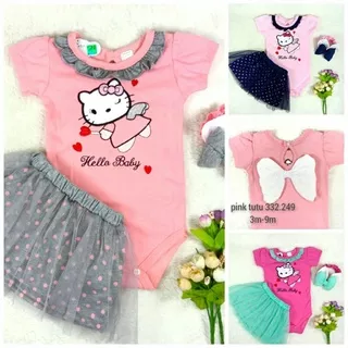 Jumper KITTY ANGEL Fashion anak bayi perempuan Setelan baju jumper set rok tutu bandana baju pesta kondangan bayi cewek lucu pink