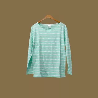 [AESTHETIC ENTHUSIASM] Kaos Stripe Unisex Katun Cotton Salur Mint Adem Lengan Panjang Longsleeve