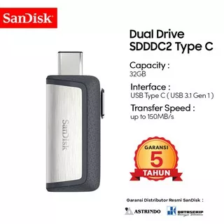 SanDisk Ultra Dual Drive USB 3.1 Flash Drive 16 GB dan 32GB with OTG Type-C