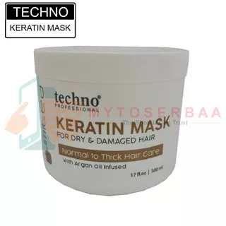 (500ml) TECHNO Keratin Mask Argan Oil untuk Dry dan Damaged Hair / Masker Rambut