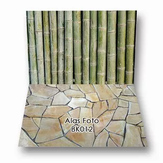 BK012 Alas Foto Murah Lipat 2 Photo A3+ background motif kayu bambu