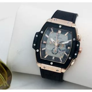 BEST SELLER !!! JAM TANGAN COWOK TALI KULIT MODEL KOTAK TANGGAL AKTIF FREE BOX TERLARIS