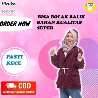 JAKET FASHIONWANITA BIG SIZE JAKET PARASUT HIRUKA BOLAK BALIK JAKET PARKA CEWEK BIG SIZE KAOSUNIKMU