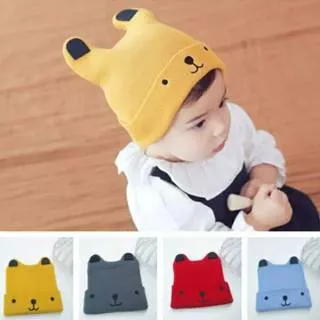 Topi Bayi Rajut Import Bear Telinga Doggy / Topi Kupluk anak