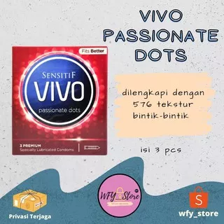 Kondom Vivo Passionate Dots (isi 3) kondom bertekstur, kondom gerigi