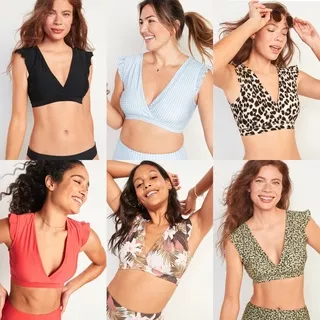 3032 - OLD NAVY Flutter-Sleeve V-Neck Swim Top | Crop Bra Renang