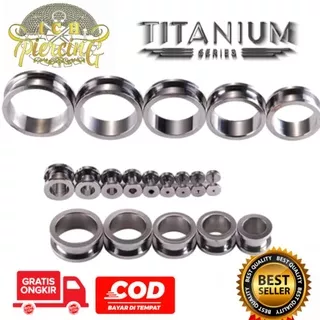 piercing titanium silver / earplug silver / pirsing telinga silver