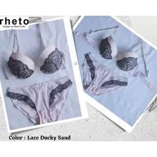 RHETO-Bra Set (Bra+Panty) Lace Dusty Sand