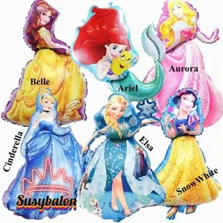 Balon Foil Princess /Elsa/Ariel/Belle/Snow White/Aurora/Cinderella