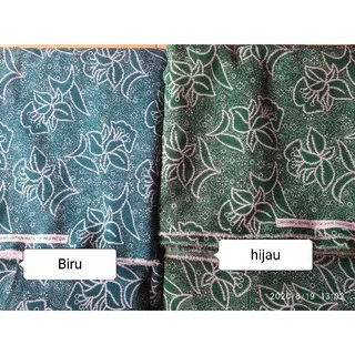 Kain Batik PKK biru tosca dan hijau tosca bahan sanwos seragam pkk