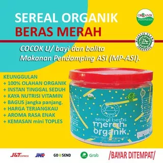 bubur sereal bayi anak balita beras merah organik premium instan vitamin otak bekatul sembelit nayz MPASI mudah dicerna gizi nutrisi bubur instan sereal biskuit bayi alergi pendamping ASI susu gandum beras oatmeal Babybio sun enak aman