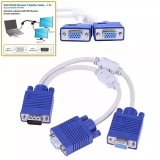 Kabel VGA Splitter / VGA Splitter / Cable VGA Splitter 1 Male - 2 Female / Kabel VGA Cabang 1 - 2