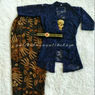 Set kebaya bali kutubaru sofia,  kebaya biru,  kebaya navy, kebaya biru dongker