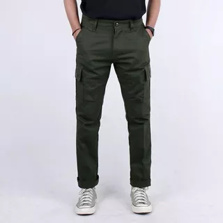 Celana Cargo Panjang Pria Hijau Army / Cargo Pants Green army / Celana Kargo Chino Pria Hijau army