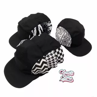 Topi Snapback Five Panel Polos 5 Panels Catur Gajah Houndstooth Jaguar Leopard Checkerboard Motif