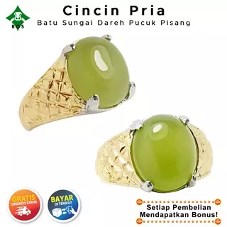 [Bayar Di Tempat] BOS Cincin Pria Batu Akik Sungai Dareh Pucuk Pisang Mewah Keren Elegan Murah