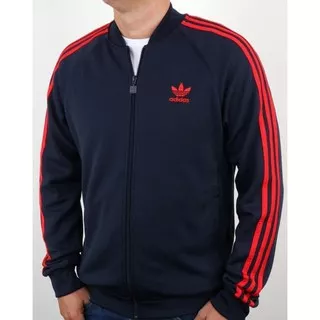 Jaket Pria Adidas Trendy Line Cowok Laki Kombinasi Warna Biru Navy Merah Maroon Abu Hitam Kami Modis