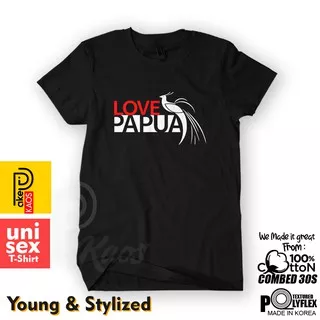 BISA COD Kaos Distro LOVE PAPUA Cotton Combed Unisex Terlaris / Baju Logo Tulisan Kata Cinta Papua Keren