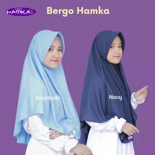 BERGO HAMKA BIRUMUDA & NAVY / Bergo Pet ANTEM /Hijab instan bahan Kaos Adem