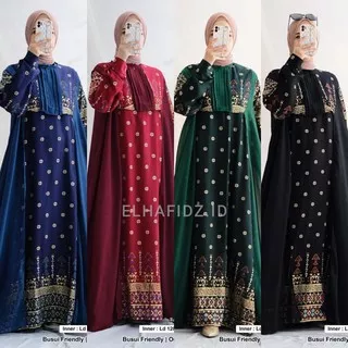 Hijab Sisters Dalila Dress Set Outer Maxi Jumbo Rayon Prada Motif Etnik Gamis Muslim Wanita LD 120 Busui Friendly