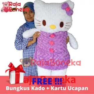 Boneka Hello Kitty Jumbo Ungu Ukuran 1 Meter plus Bungkus Kado Kartu Ucapan Gratis Bulu Halus