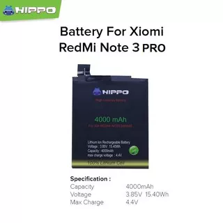 Hippo battery Baterai Xiaomi Redmi Note 3 Pro / KENZO / Redmi Note 3 BM46 - Batre Hippo
