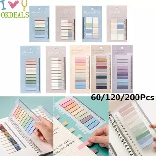 OKDEALS 60/120/200pcs Novelty Memo Pad Stationery Loose-leaf Sticky Notes Tab Strip Index Flags Bookmark DIY Office Supplies Fashion Paster Sticker